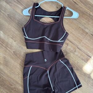 BuffBunny Brown Sports Bra and Shorts Set